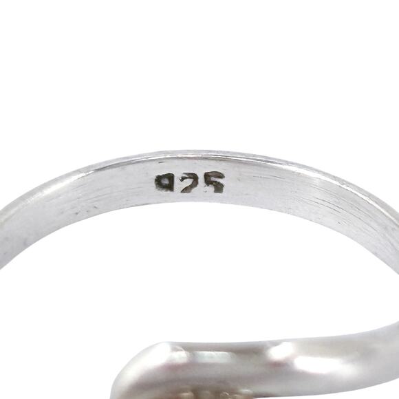 Vintage Sterling Silver 925 Glass Ring Size 7.5 | Modern Wrap Design - Picture 6 of 9